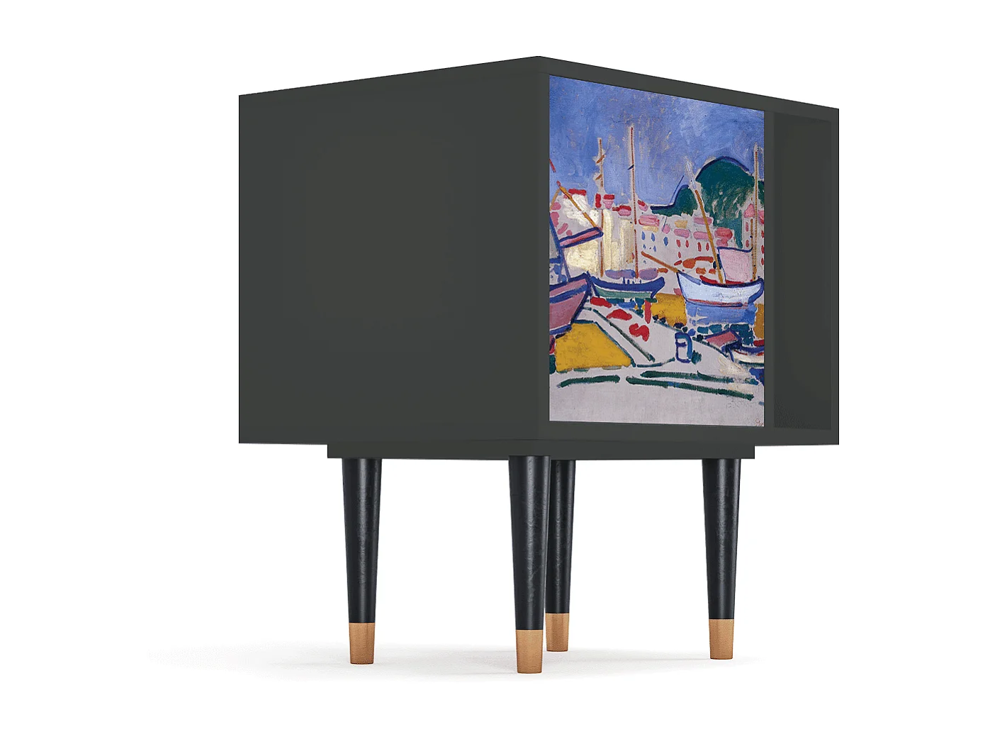 Nachtkastje - 57х69х48 cm - S2 - The Port of Collioure , Antraciet