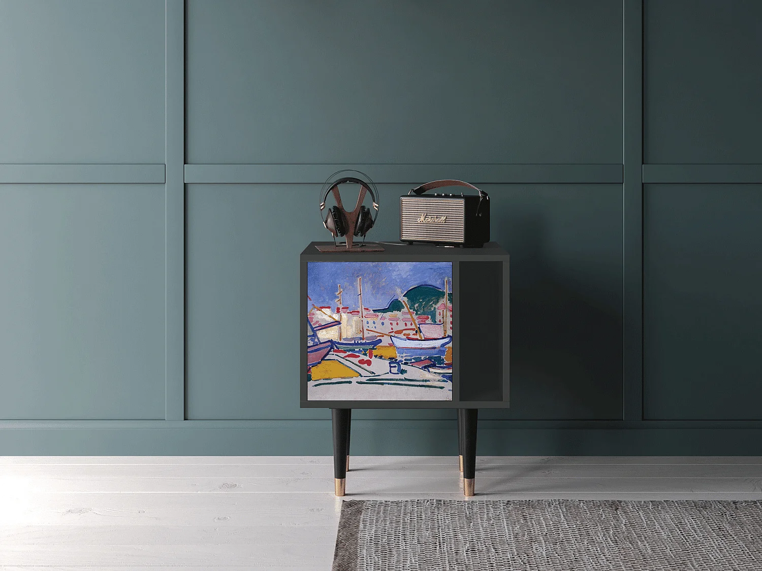 Stolik nocny - 57х69х48 cm - S2 - The Port of Collioure , Antracyt