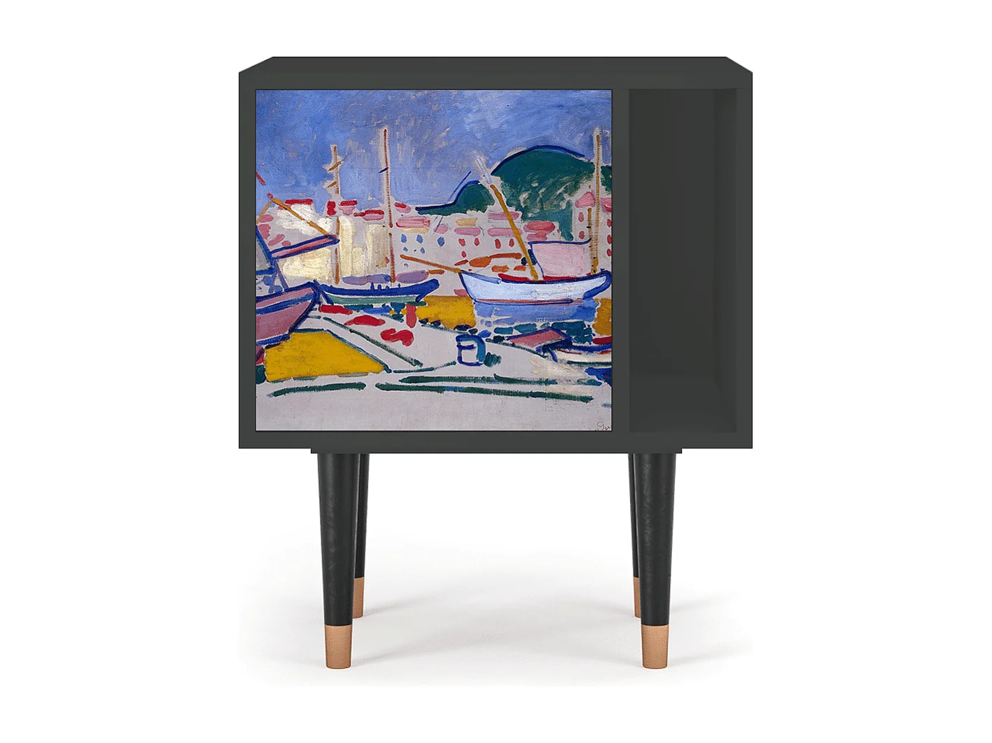 Stolik nocny - 57х69х48 cm - S2 - The Port of Collioure , Antracyt