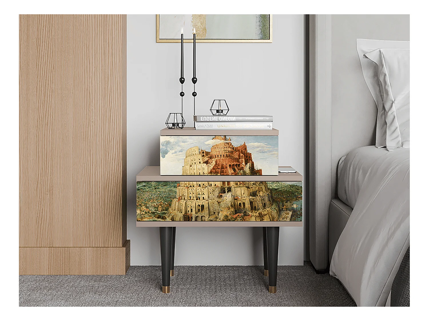 Nachttisch - 58х58х41 cm - NS1 - Elder The Tower, Latte