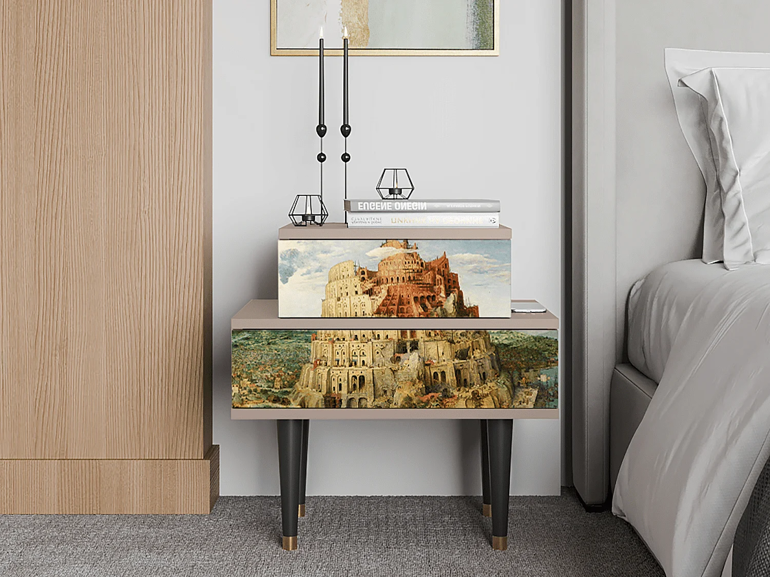 Criado-mudo - 58х58х41 cm - NS1 - Elder The Tower, Latte