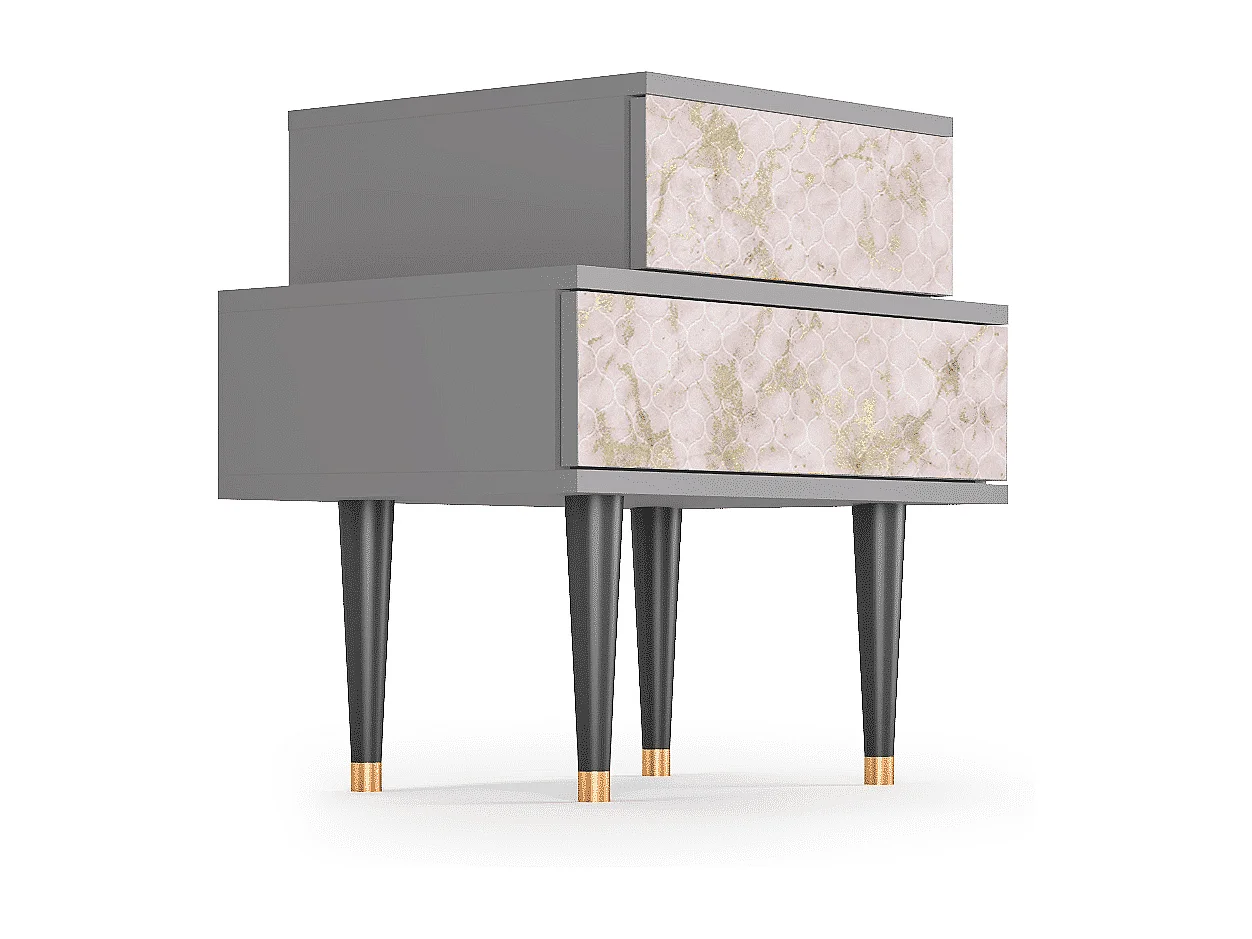 Comodino - 58х58х41 cm - NS1 - Dirty Roses, Grigio