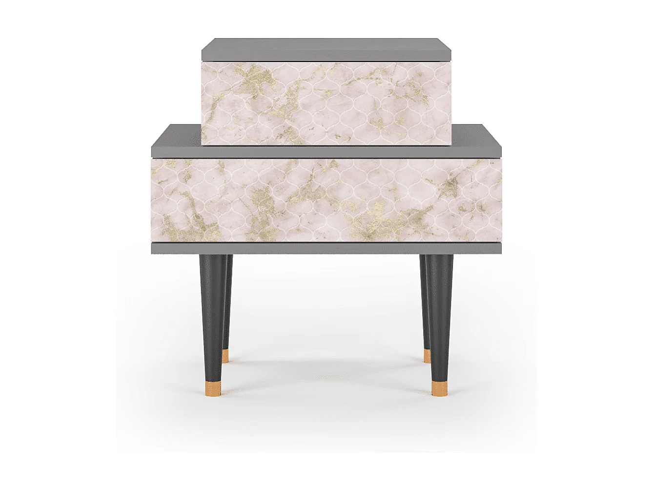 Comodino - 58х58х41 cm - NS1 - Dirty Roses, Grigio