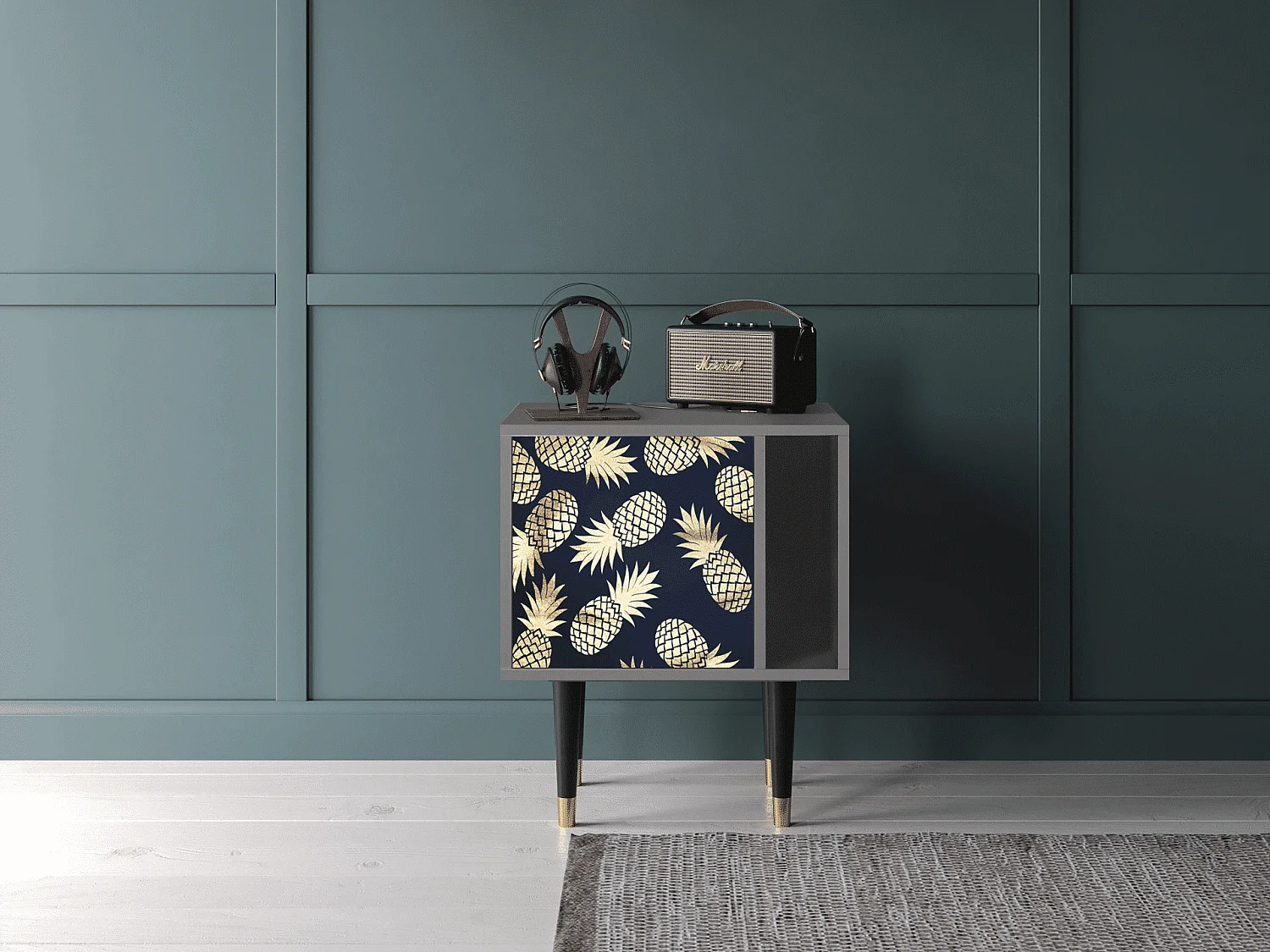 Stolik nocny - 57х69х48 cm - S2 - Sunny Pineaple, Szary