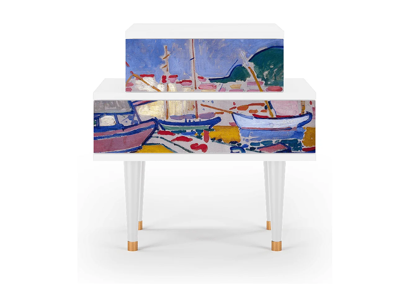 Table de nuit - 58х58х41 cm - NS1 - The Port of Collioure , Blanc
