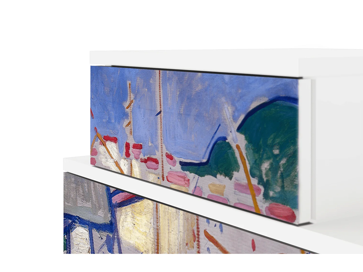 Table de nuit - 58х58х41 cm - NS1 - The Port of Collioure , Blanc