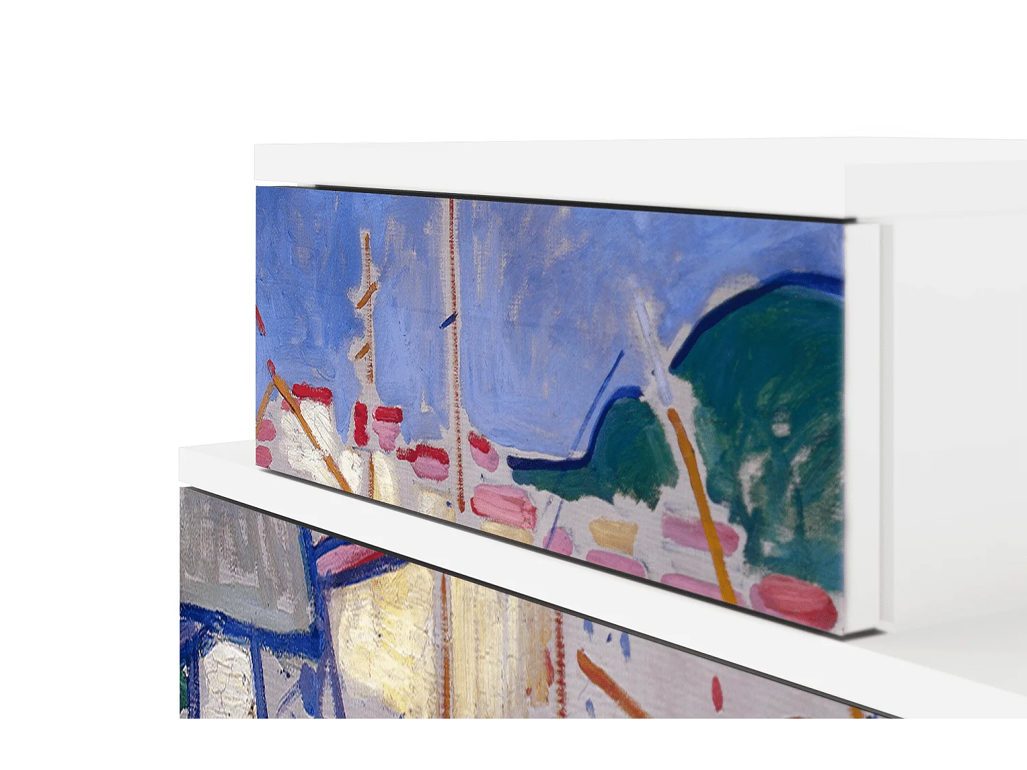 Stolik nocny - 58х58х41 cm - NS1 - The Port of Collioure , Biały