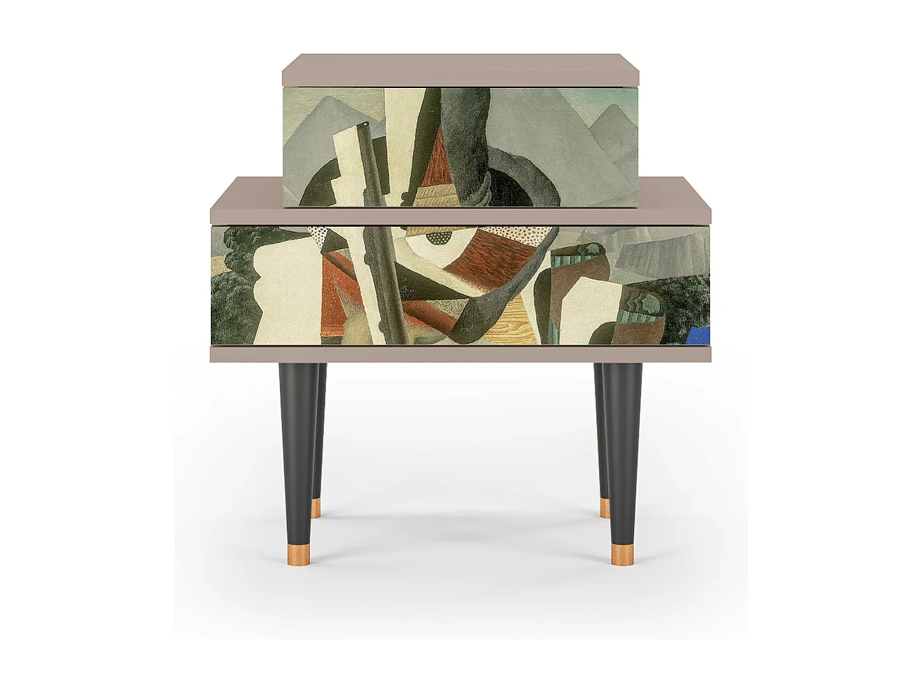 Stolik nocny - 58х58х41 cm - NS1 - The Cubist Paintings , Latte