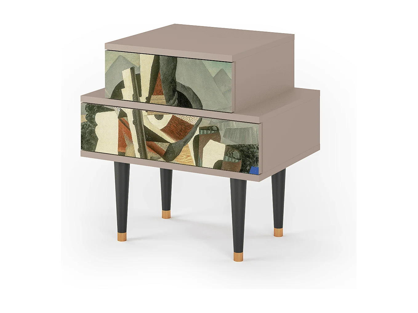 Stolik nocny - 58х58х41 cm - NS1 - The Cubist Paintings , Latte