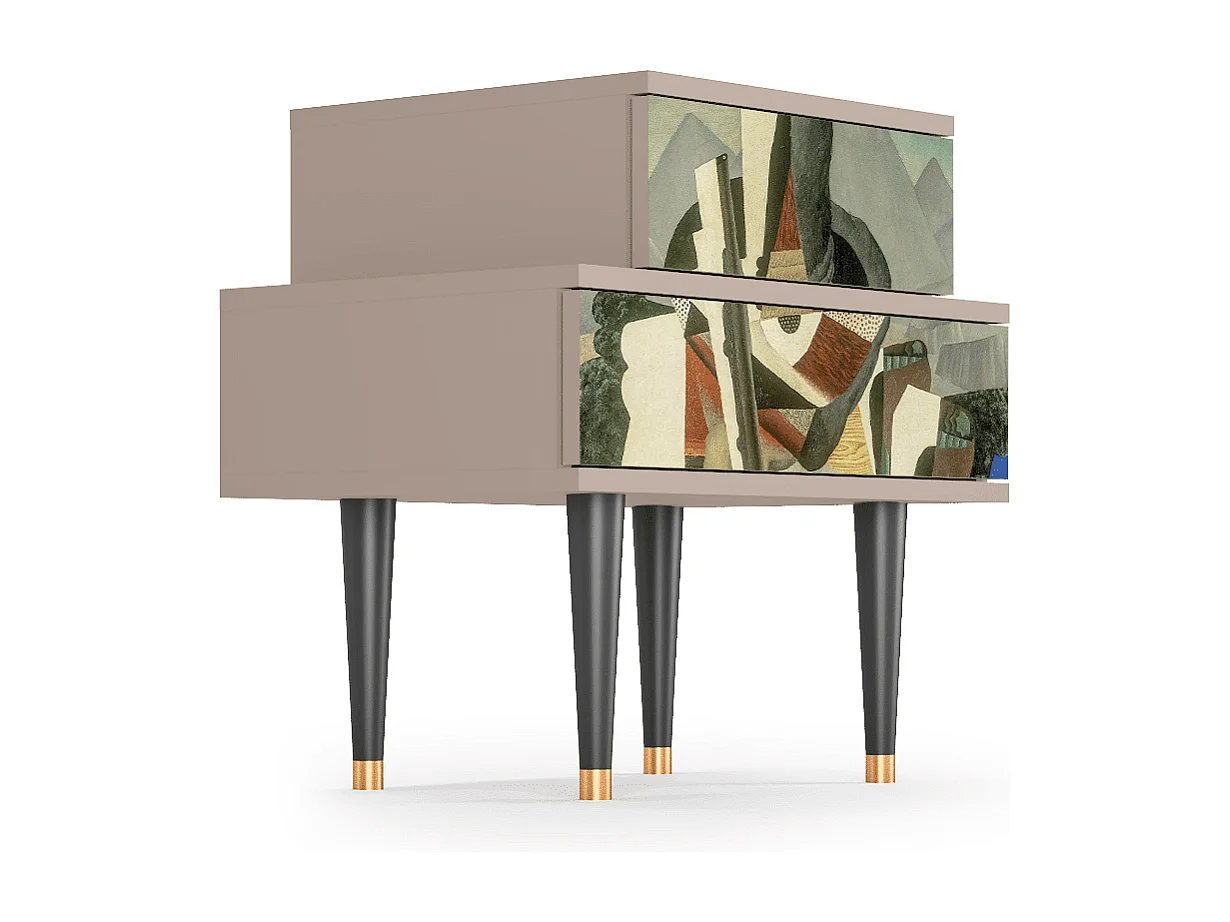 Stolik nocny - 58х58х41 cm - NS1 - The Cubist Paintings , Latte
