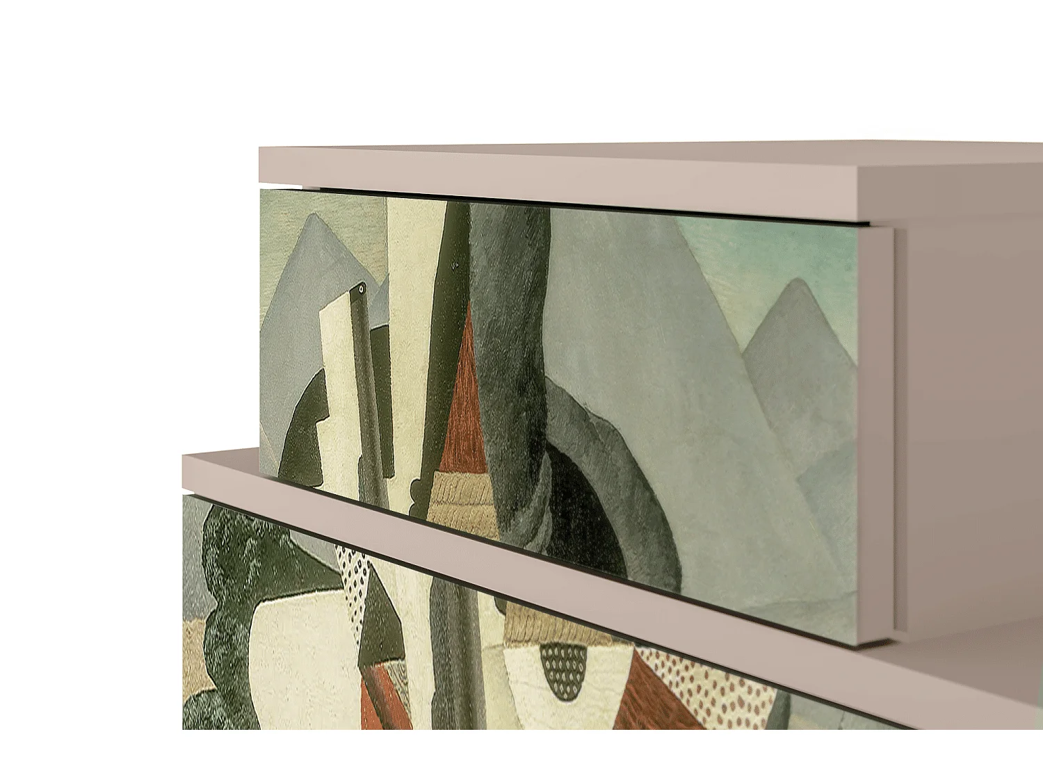 Stolik nocny - 58х58х41 cm - NS1 - The Cubist Paintings , Latte