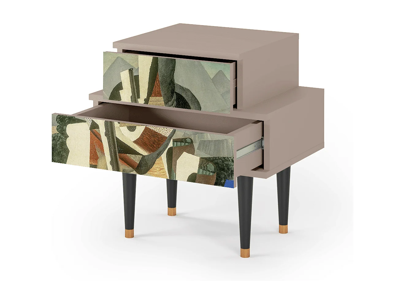 Stolik nocny - 58х58х41 cm - NS1 - The Cubist Paintings , Latte