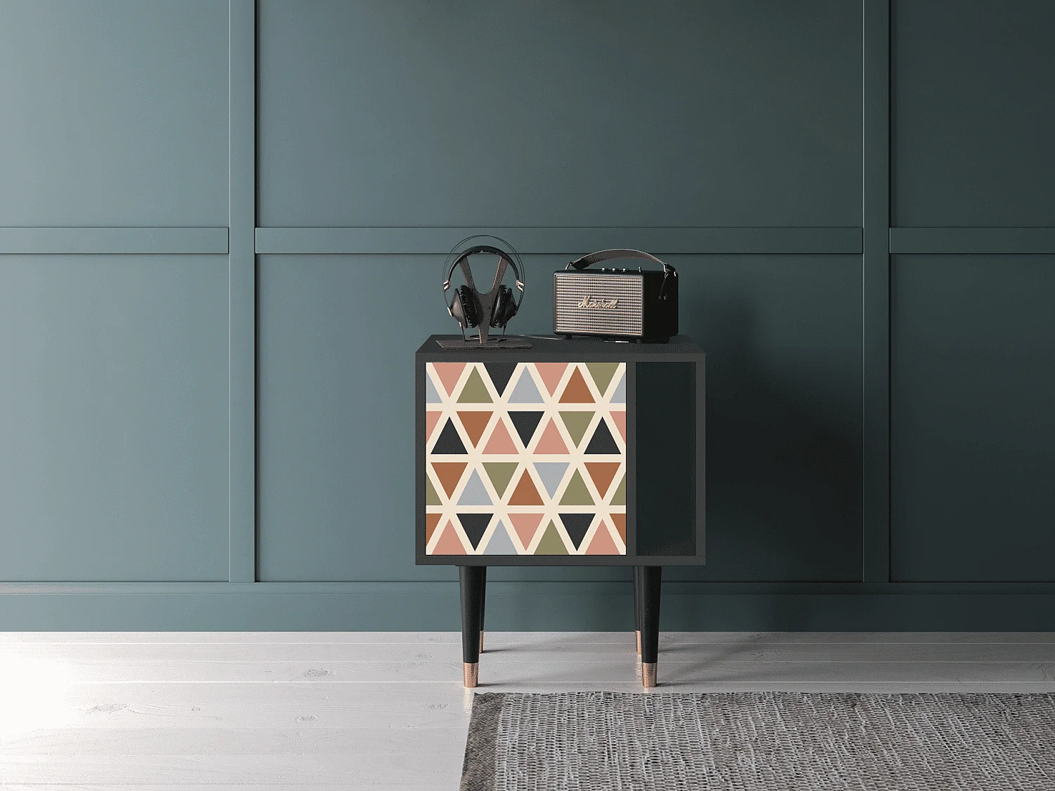 Stolik nocny - 57х69х48 cm - S2 - Royal Triangles, Antracyt