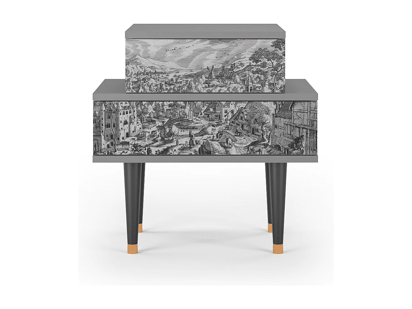 Nachtkastje - 58х58х41 cm - NS1 - Bird Dropping, Grijs