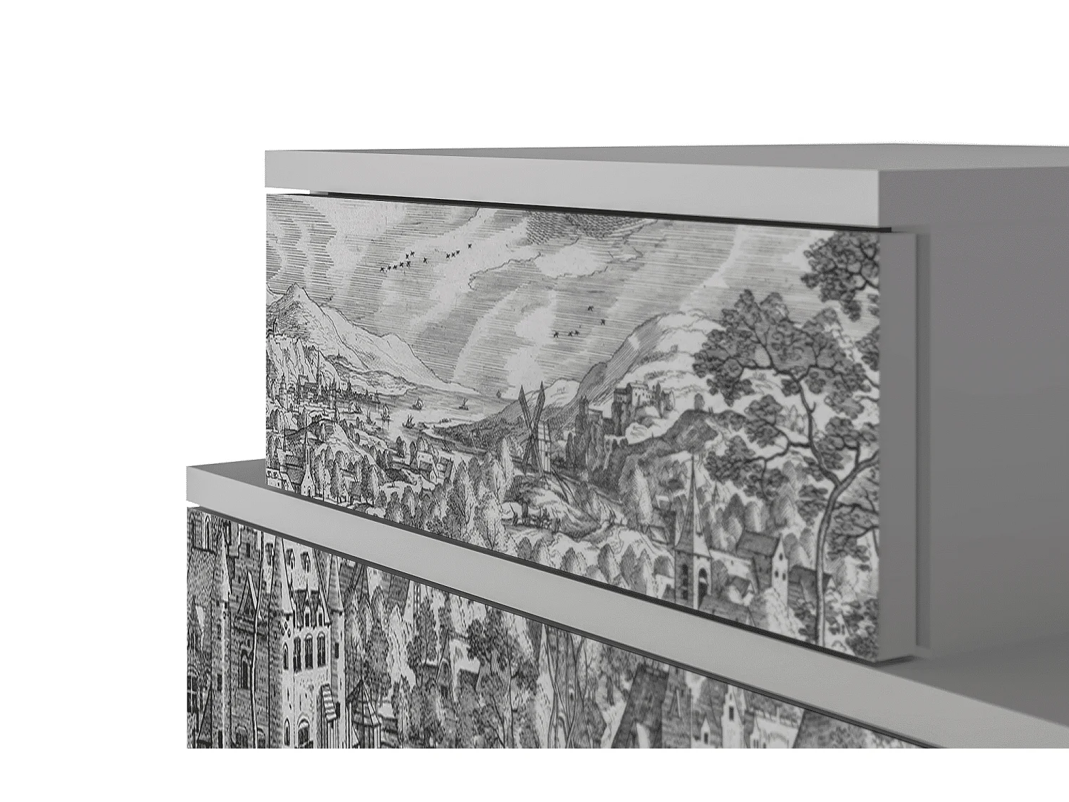 Nachtkastje - 58х58х41 cm - NS1 - Bird Dropping, Grijs