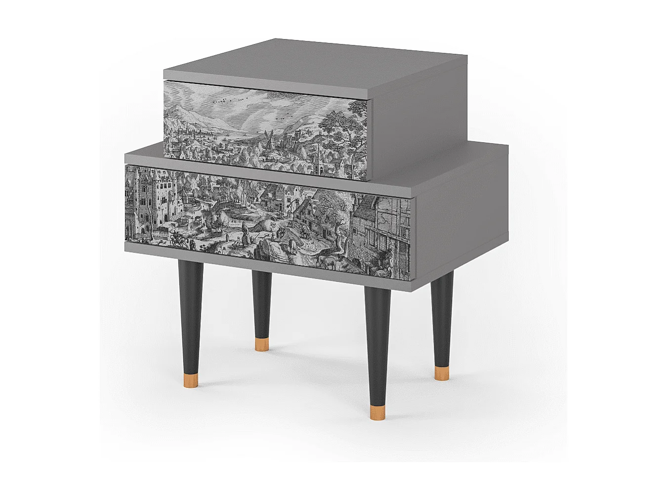 Table de nuit - 58х58х41 cm - NS1 - Bird Dropping, Gris