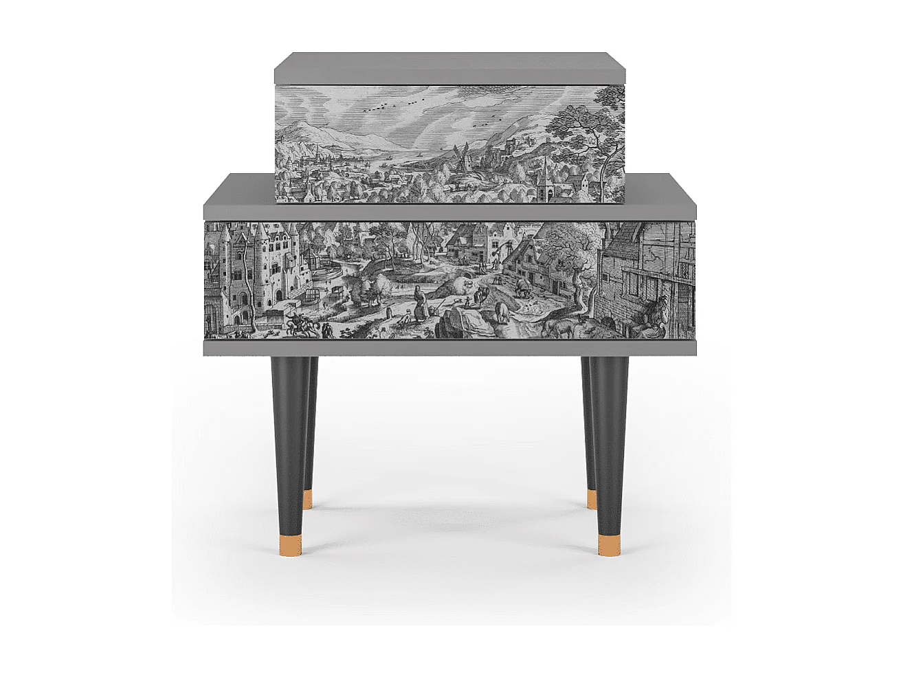 Table de nuit - 58х58х41 cm - NS1 - Bird Dropping, Gris