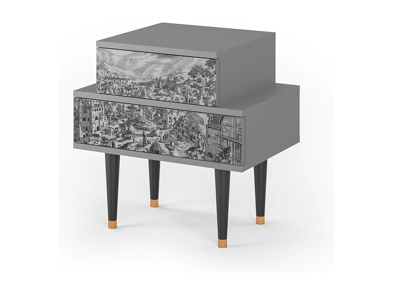 Table de nuit - 58х58х41 cm - NS1 - Bird Dropping, Gris