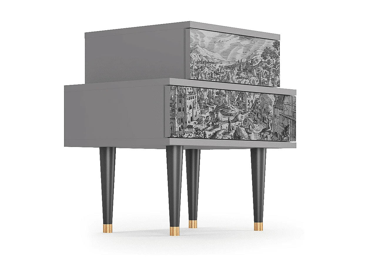 Table de nuit - 58х58х41 cm - NS1 - Bird Dropping, Gris