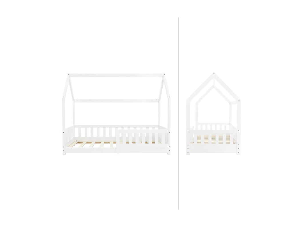 Cama infantil protección anticaída madera de pino cama infantil casa cama de madera 80x160 cm blanco