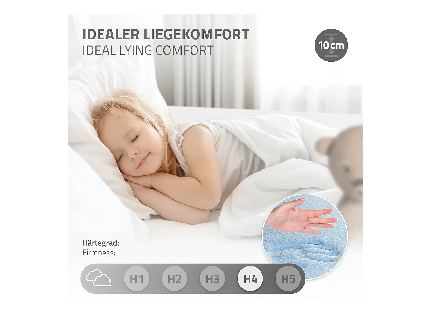 Lit d'enfants Tipi 70x140 cm blanc style indien cadre bois de pin massif avec matelas hypoallergénique housse amovible respirant et sommier à lattes