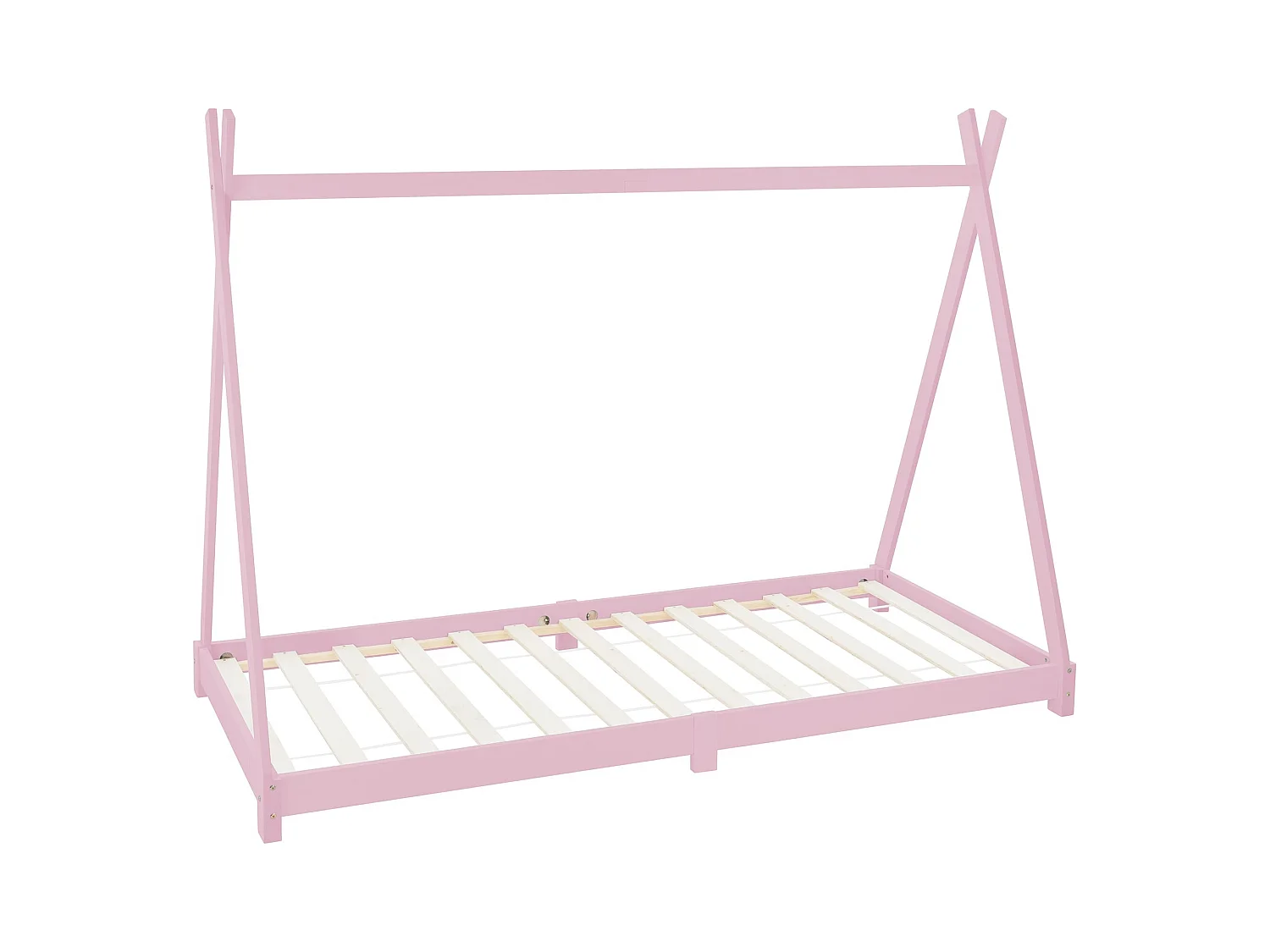 Lit d'enfants Tipi 90x200 cm rose avec sommier à lattes en bois de pin massif tente indien cadre de lit stable robuste lit simple de jeu d`adolescents