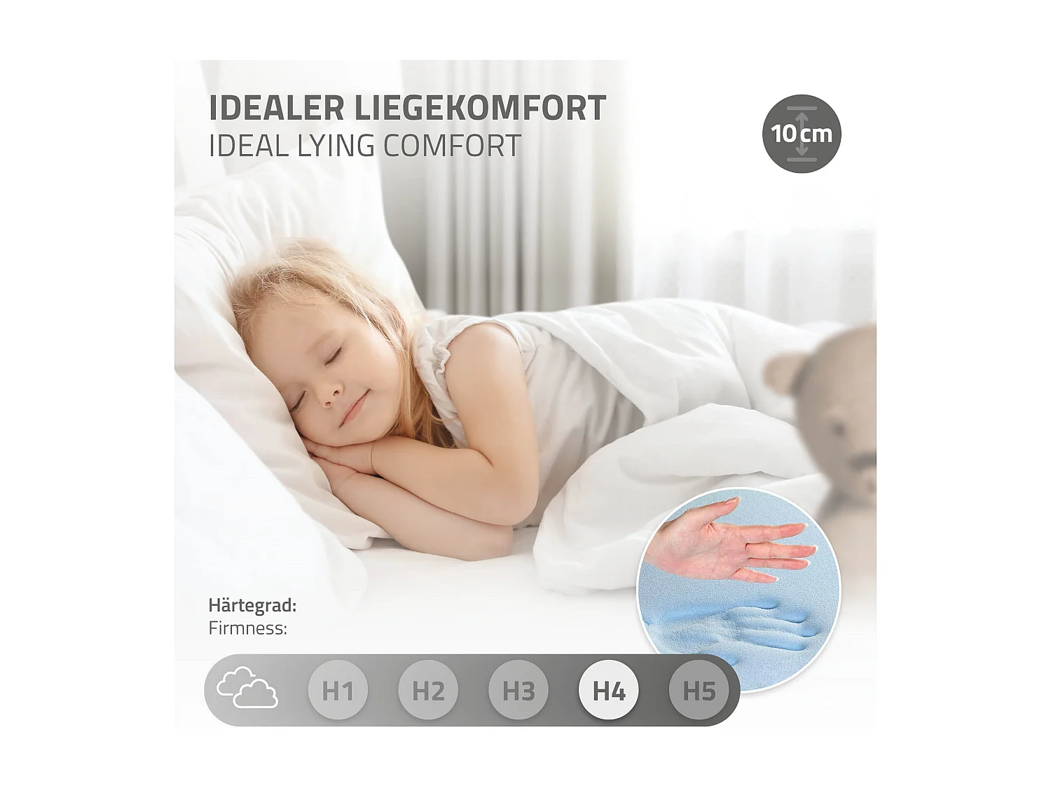 Lit d'enfants Tipi 90x200 cm blanc cadre style indien en bois de pin massif matelas H:10 cm hypoallergénique housse amovible et sommier à lattes