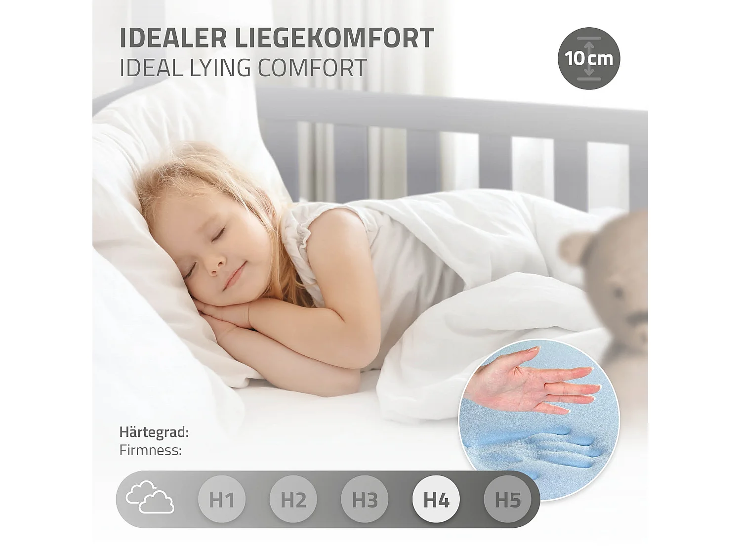 Lit d'enfants 80x160 cm gris clair forme de maison en bois de pin massif avec matelas housse amovible sommier à lattes anti-chute pour filles garçons