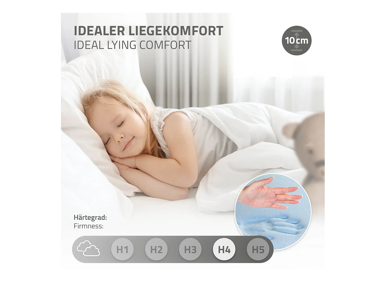 Lit d'enfants Tipi 90x200 cm gris clair cadre style indien en bois de pin massif matelas H:10 cm hypoallergénique housse amovible et sommier à lattes