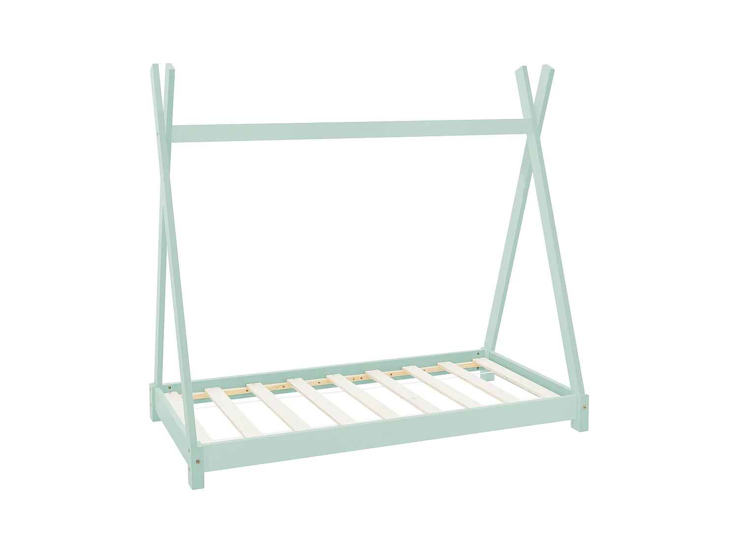 Lit d'enfants Tipi 80x160 cm menthe avec sommier à lattes bois de pin massif tente indien cadre de lit stable robuste lit simple de jeu d`adolescents