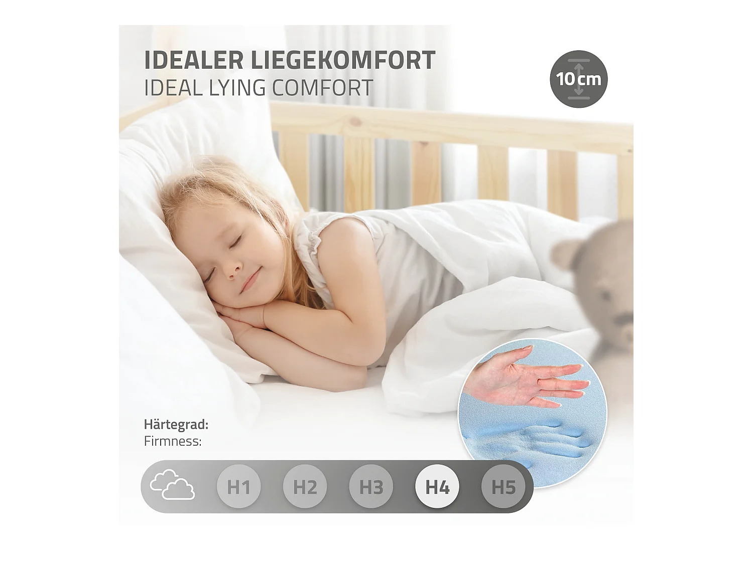 Lit d'enfants 80x160 cm naturel forme de maison en bois de pin massif avec matelas housse amovible sommier à lattes anti-chute pour filles garçons