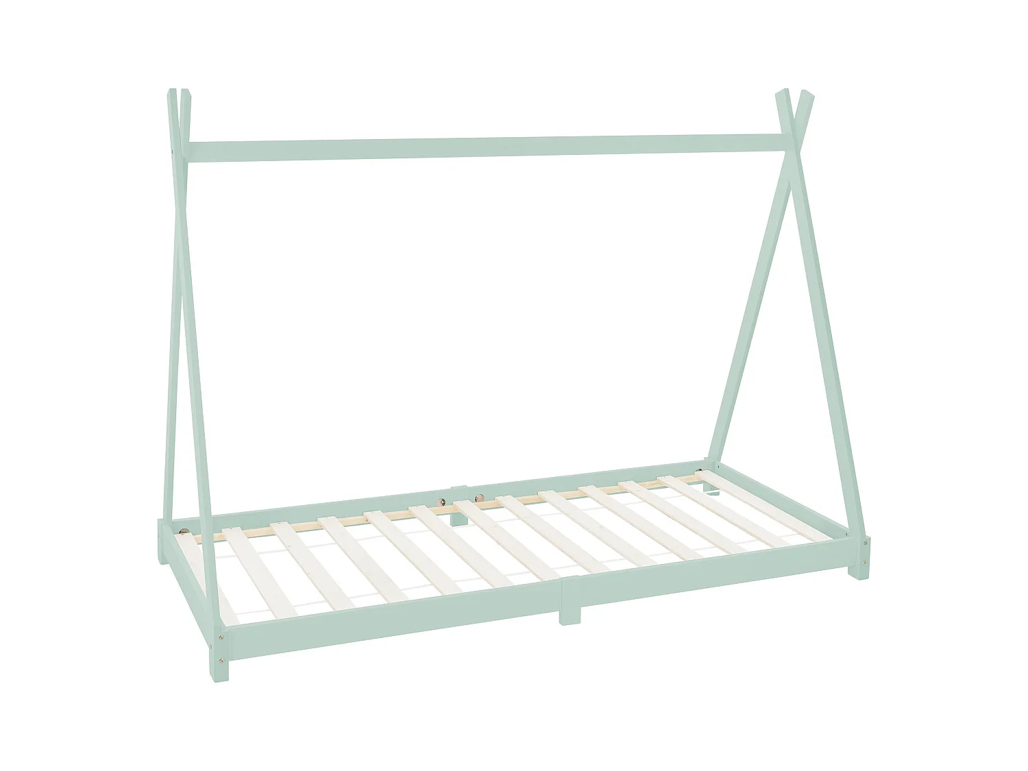 Lit d'enfants Tipi 90x200cm menthe sommier à lattes menthe bois de pin massif tente indien cadre de lit stable robuste lit simple de jeu d`adolescents