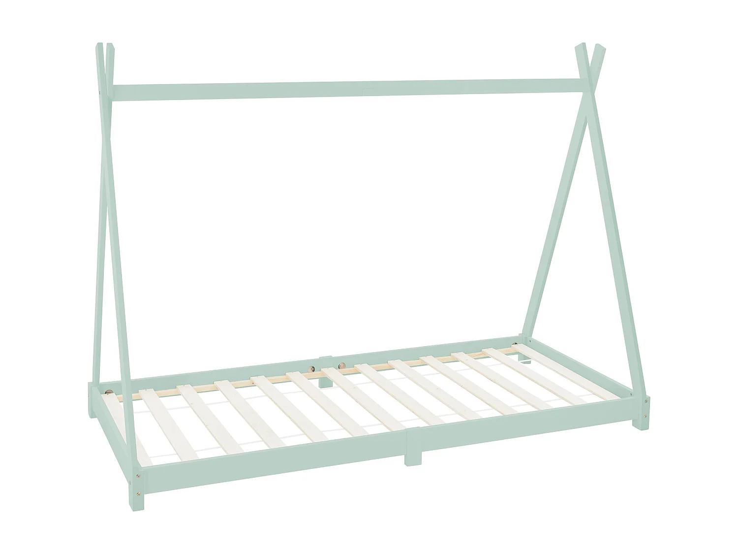 Lit d'enfants Tipi 90x200cm menthe sommier à lattes menthe bois de pin massif tente indien cadre de lit stable robuste lit simple de jeu d`adolescents