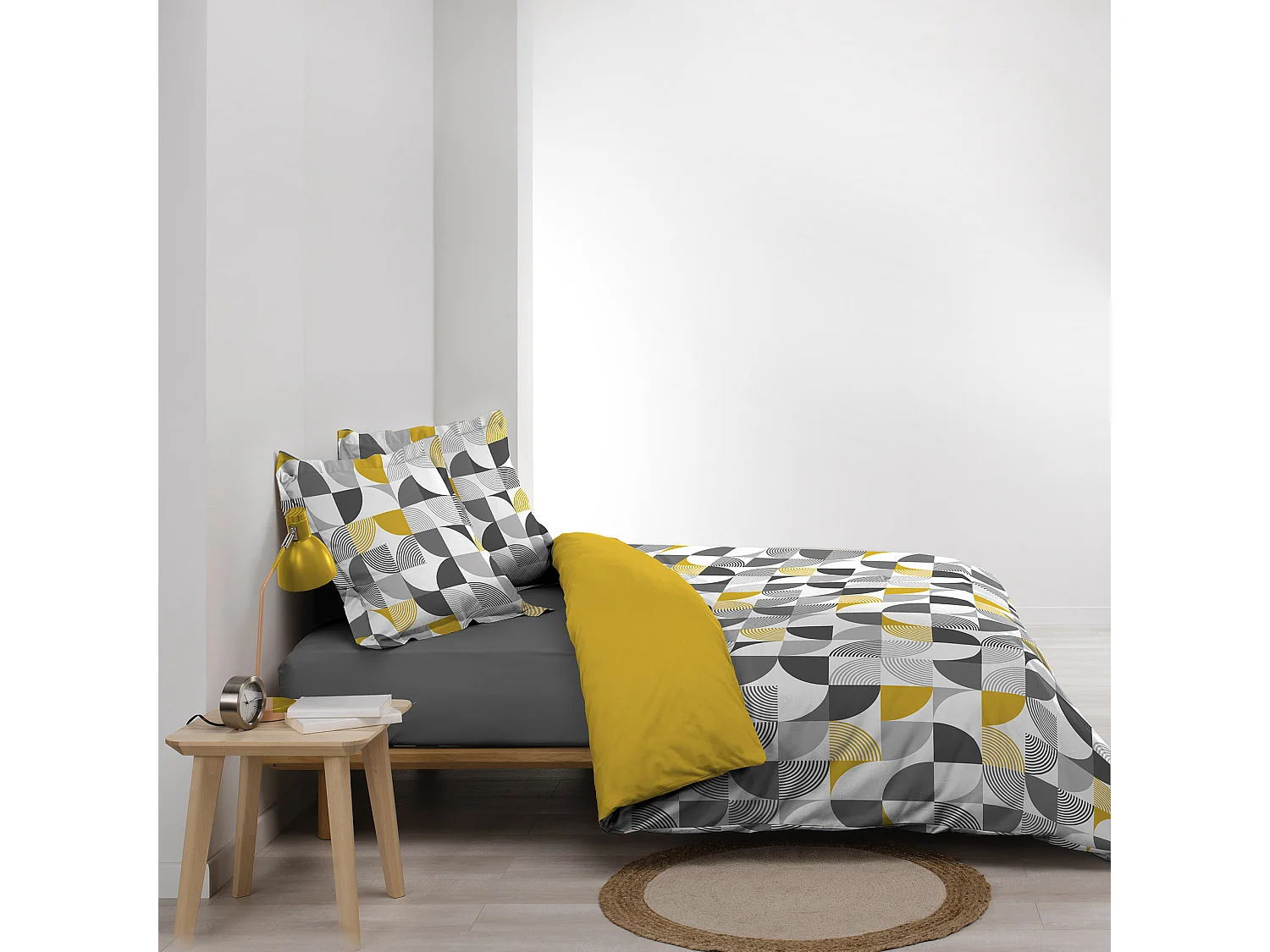 Parure housse couette 240x220 cm Géo-Rythme Gris