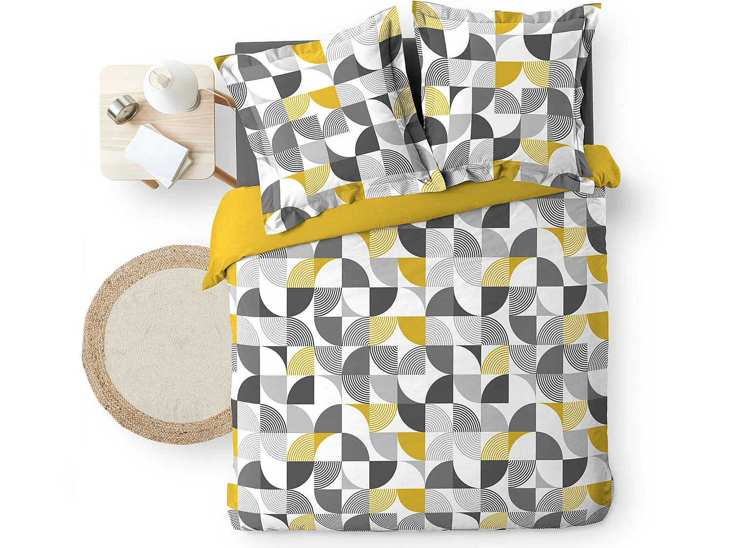 Parure housse couette 240x220 cm Géo-Rythme Gris