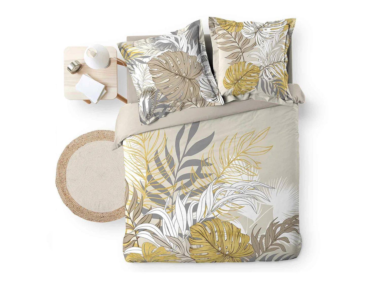 Parure housse couette 240 x 220 cm Tropic Mogador naturel