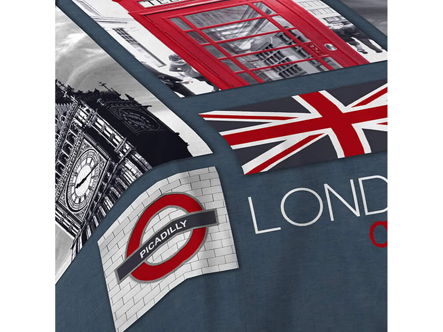 Parure de Lit 2 Pièces "City London" 140x200cm Bleu