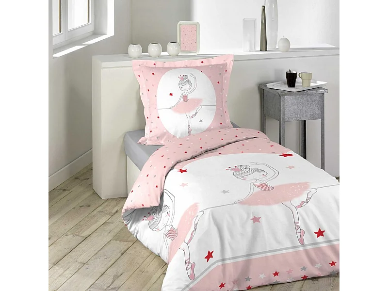 Parure de Lit 2 Pièces "Danseuse" 140x200cm Rose