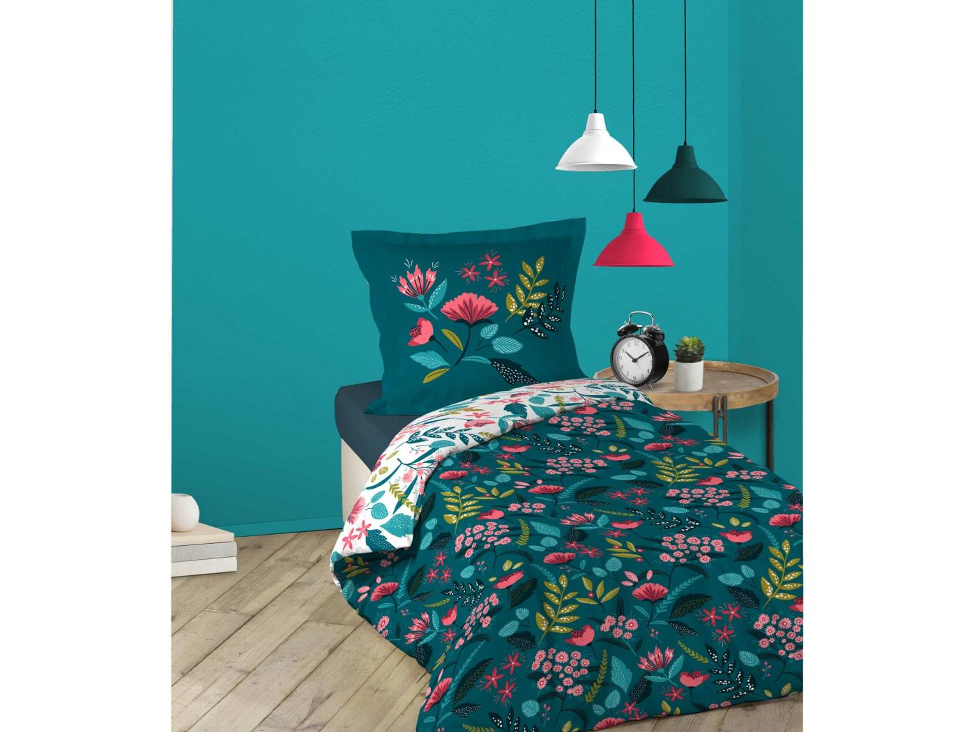 Parrure housse de couette 140x200cm Stessy bleu