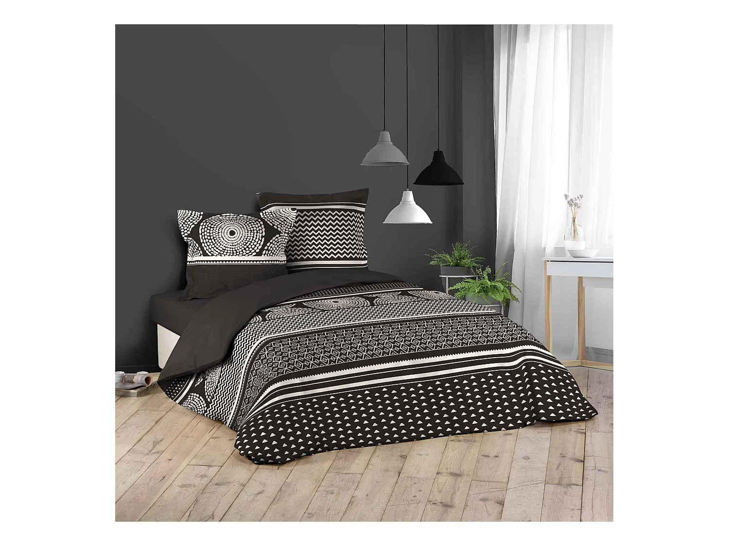 Parure housse couette 240 x 220 cm Black Silex