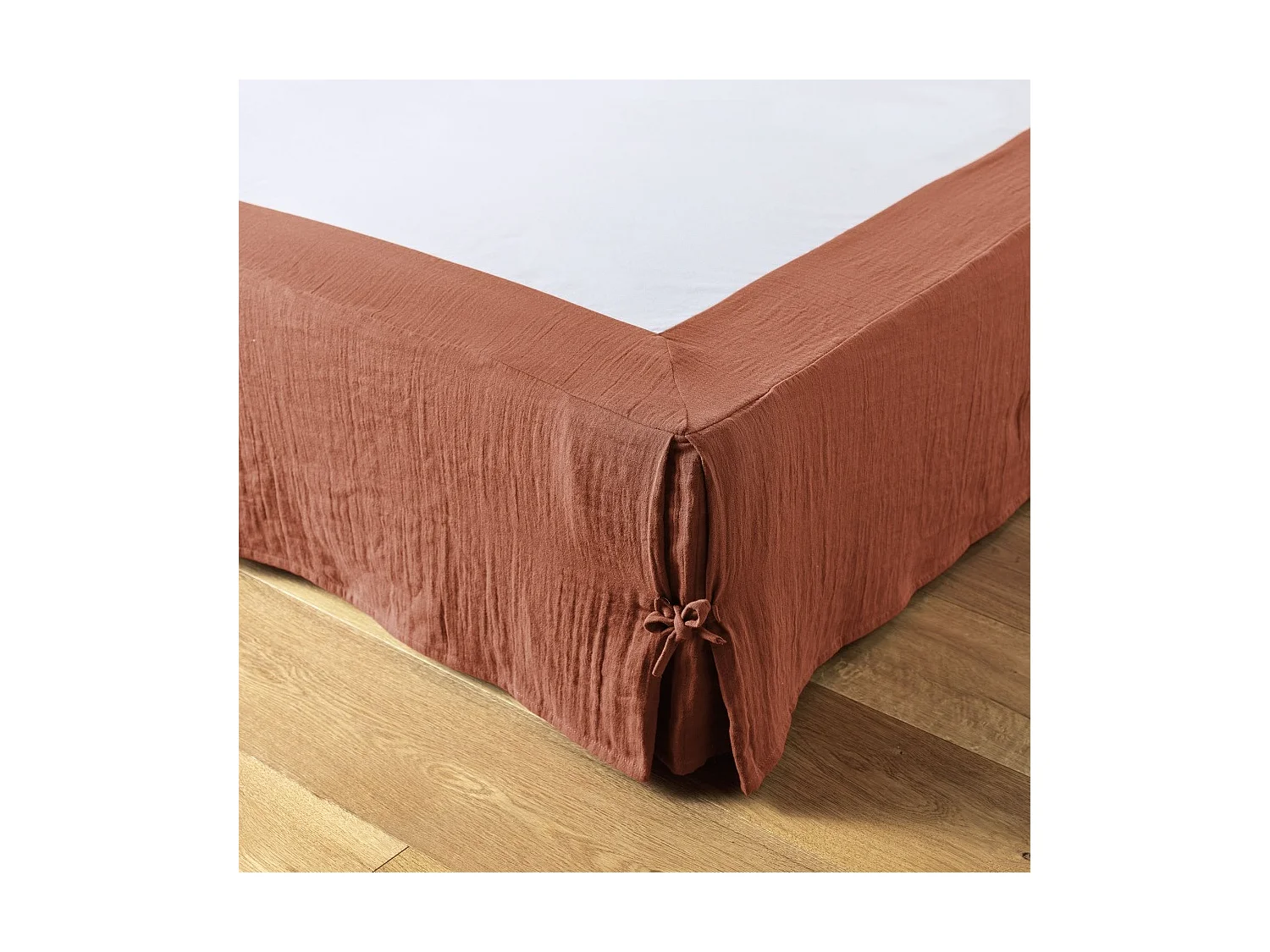 Cache sommier gaze de coton Gaia 160x200cm Terracotta