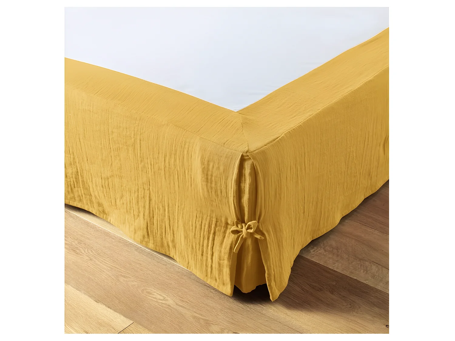 Cache sommier gaze de coton Gaia 160x200cm Safran