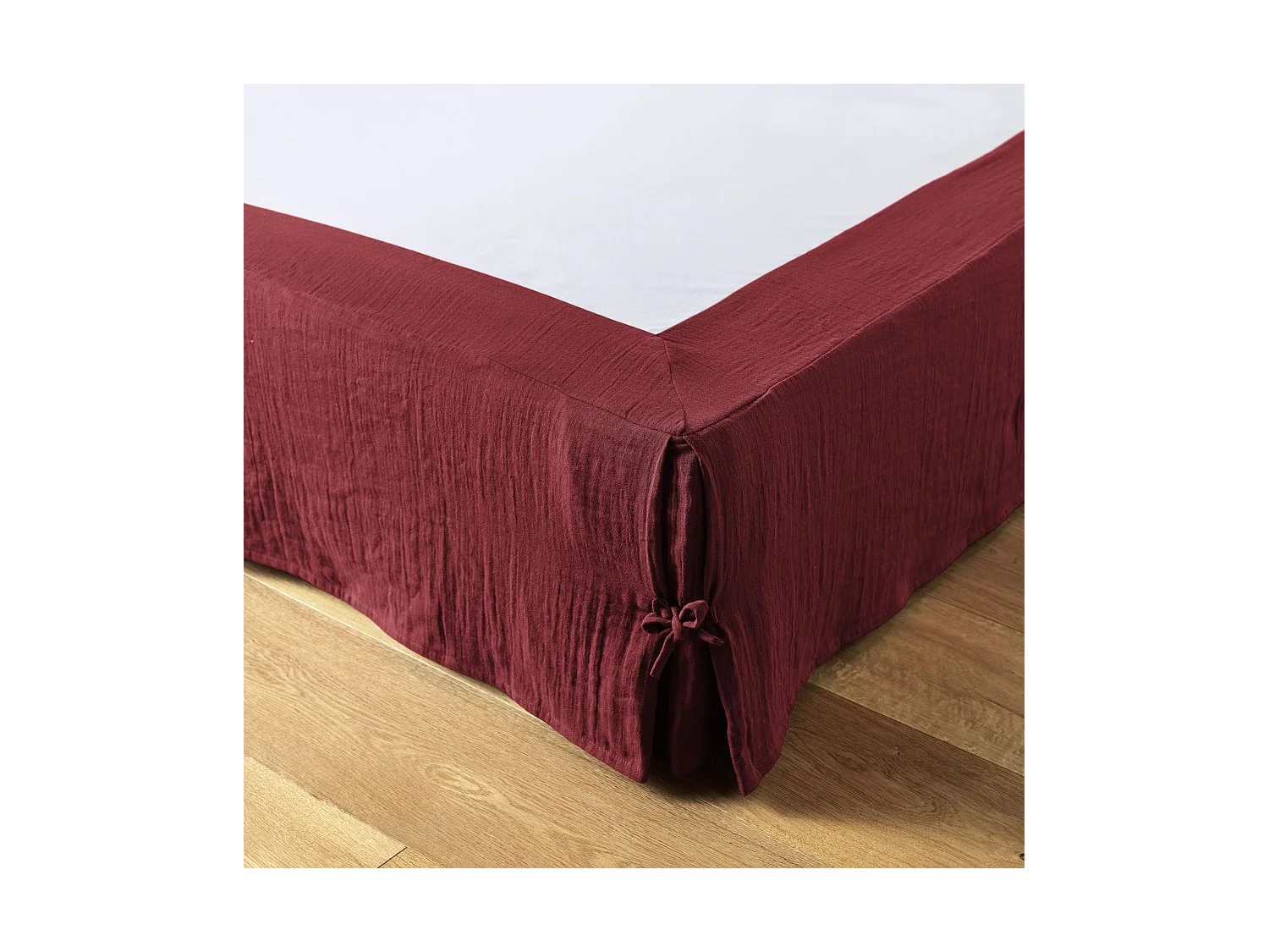 Cache sommier gaze de coton Gaia 90x190cm Lie de vin