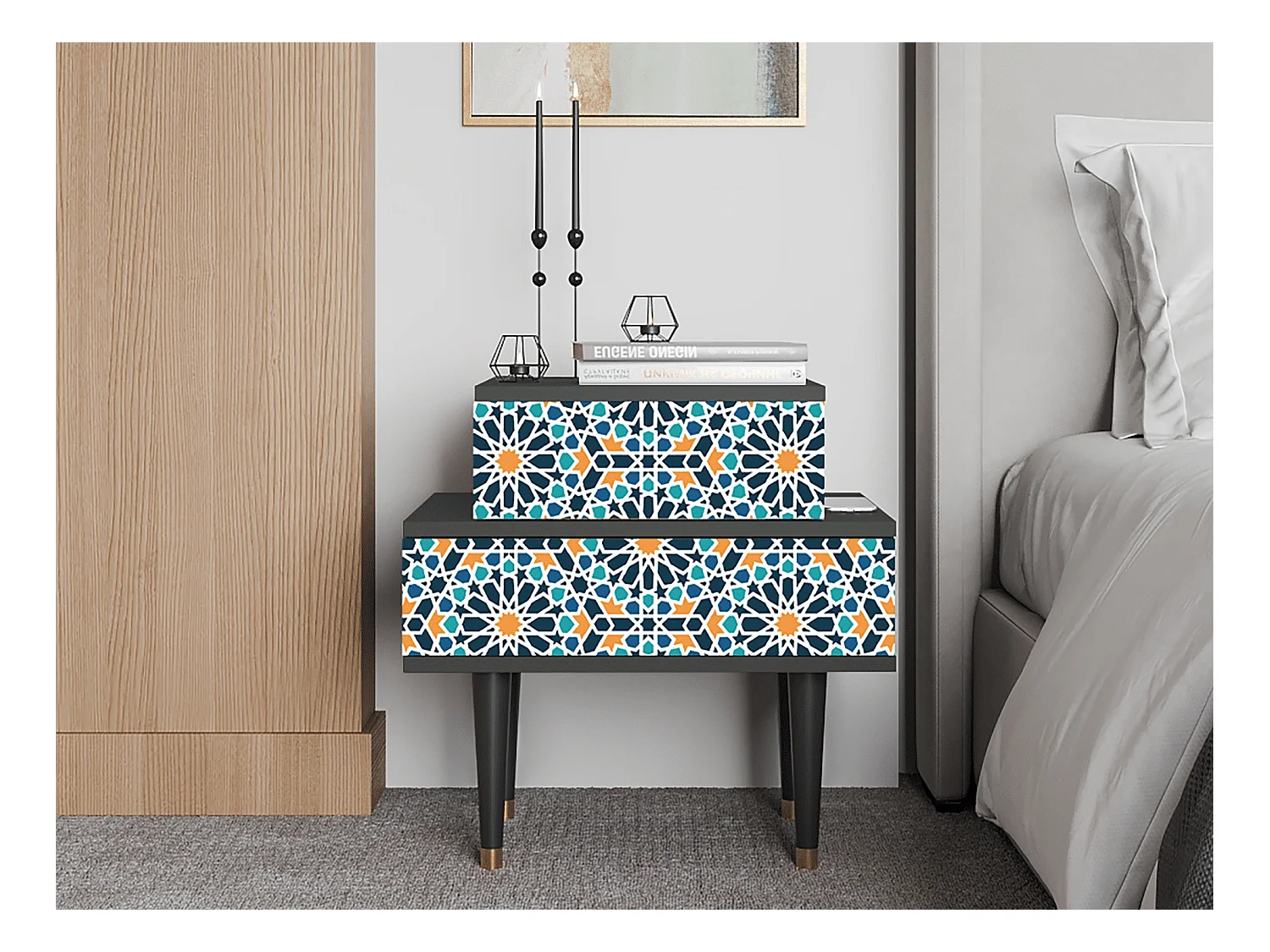 Table de nuit - 58х58х41 cm - NS1 - Kaleidoscope, Anthracite