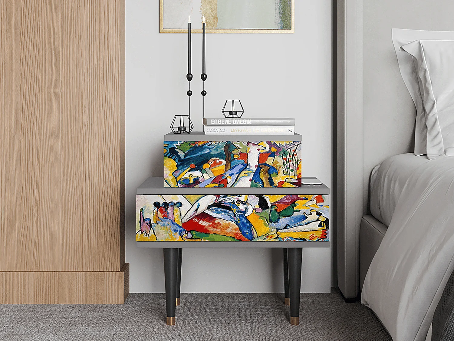 Table de nuit - 58х58х41 cm - NS1 - Improvisation 26  , Gris