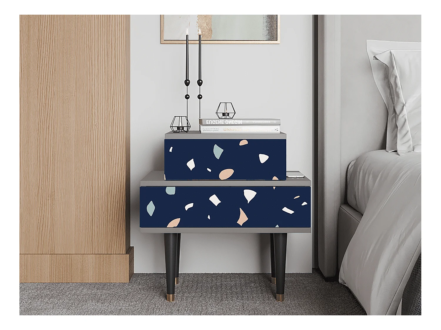 Table de nuit - 58х58х41 cm - NS1 - Space Satellites, Gris