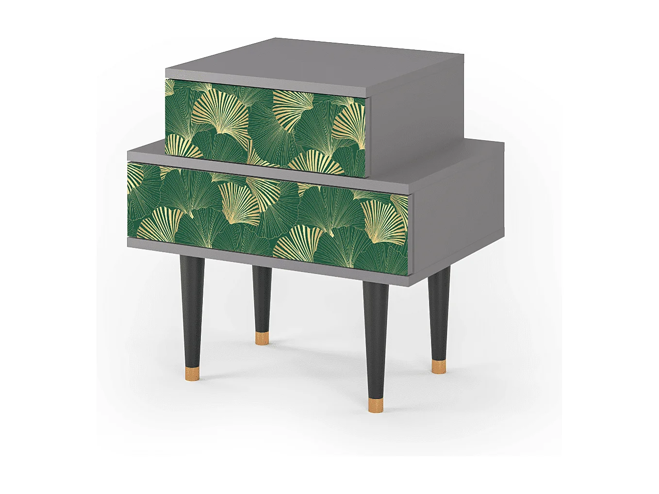 Stolik nocny - 58х58х41 cm - NS1 - Gold Ginkgo, Szary