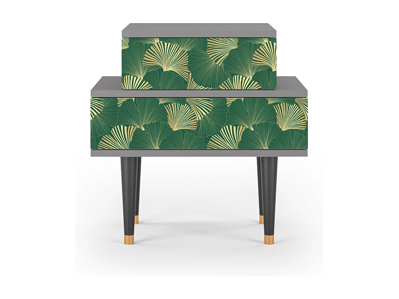 Stolik nocny - 58х58х41 cm - NS1 - Gold Ginkgo, Szary