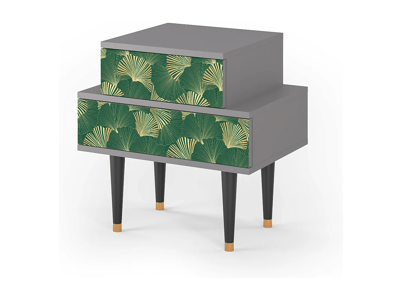 Stolik nocny - 58х58х41 cm - NS1 - Gold Ginkgo, Szary