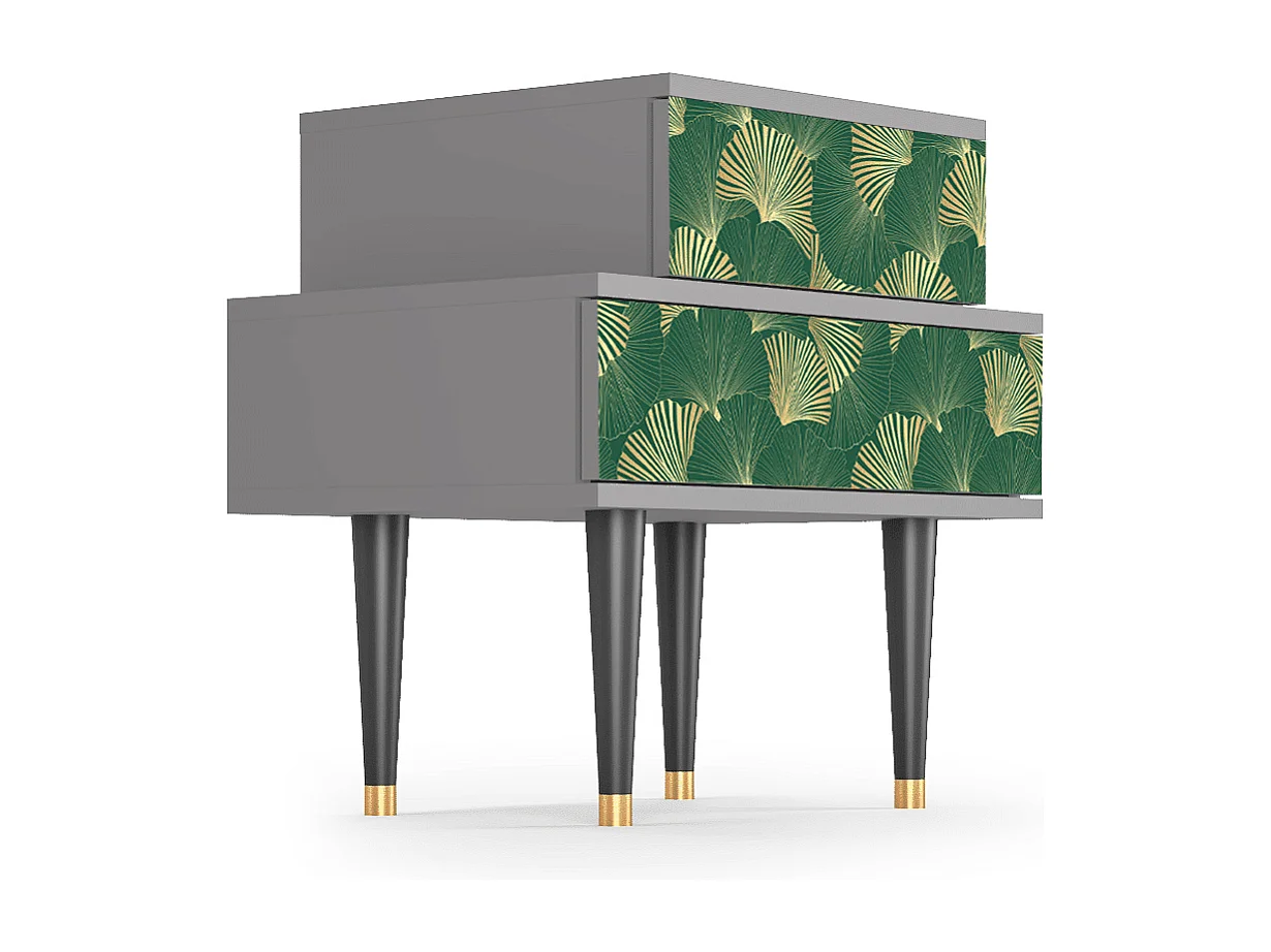 Stolik nocny - 58х58х41 cm - NS1 - Gold Ginkgo, Szary